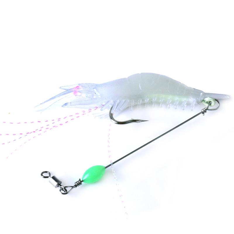 

HENGJIA 1 шт. 5,3 г/8 см Світлова наживка для креветок Форель Бас Щука М’які приманки з бісером білий