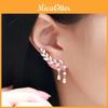 Women Zircon Crystal Leaves Tassel Drop Dangle Earrings