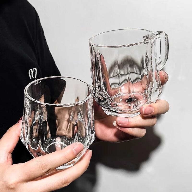 Shangqi Premium Amber Hexagonal Glass Cup with Handle