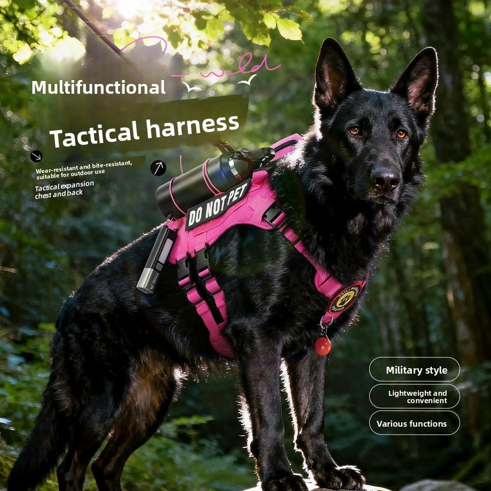 Oxford Fabric Dog Tactical Harness With Heavy Duty Magic Tape For Large Dogs