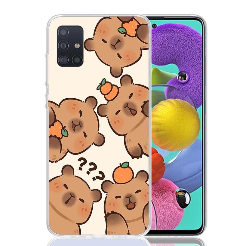 Funny Capybara Cartoon Animal Phone Case for Samsung Galaxy A52 A51 A50S A12 A22 A32 A72 A10S A30S A31 A71 Note 20 Ultra 10 Plus