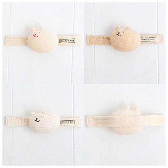 Y-1066 Pompkins BABY 100% Cotton Wrist Rattle [Rabbit, Bear, and Dog Series] Made In Japan (Rabbit (Natural))