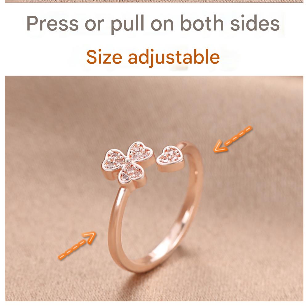 JONNEIC Four-Leaf Clover Lucky Silver Plated Ring