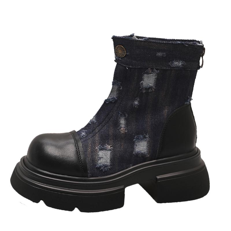 Fashion Autumn Flats Platform Cowboy Sport Casual Boots 7.5CM Winter Women Ankle Chelsea Boots Women Walking Shoes Snow Motorcycle Botas