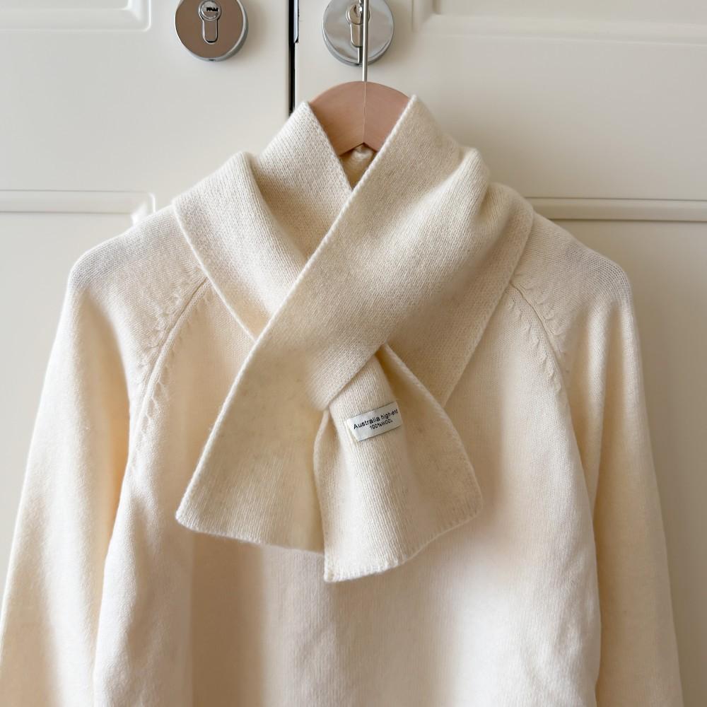 Homemade Australian 111% All-wool Cross-scarf Small Scarf Women's Autumn and Winter Atmosphere Neck Protection Lazy Scarf