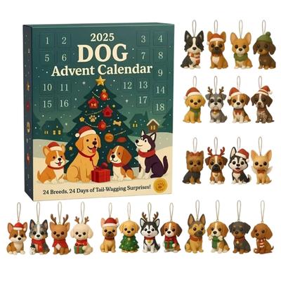 24 Day Dog Themed Christmas Countdowns Calendar Friendly Acrylic Advent Calendar for Kids Family Holiday Decoration