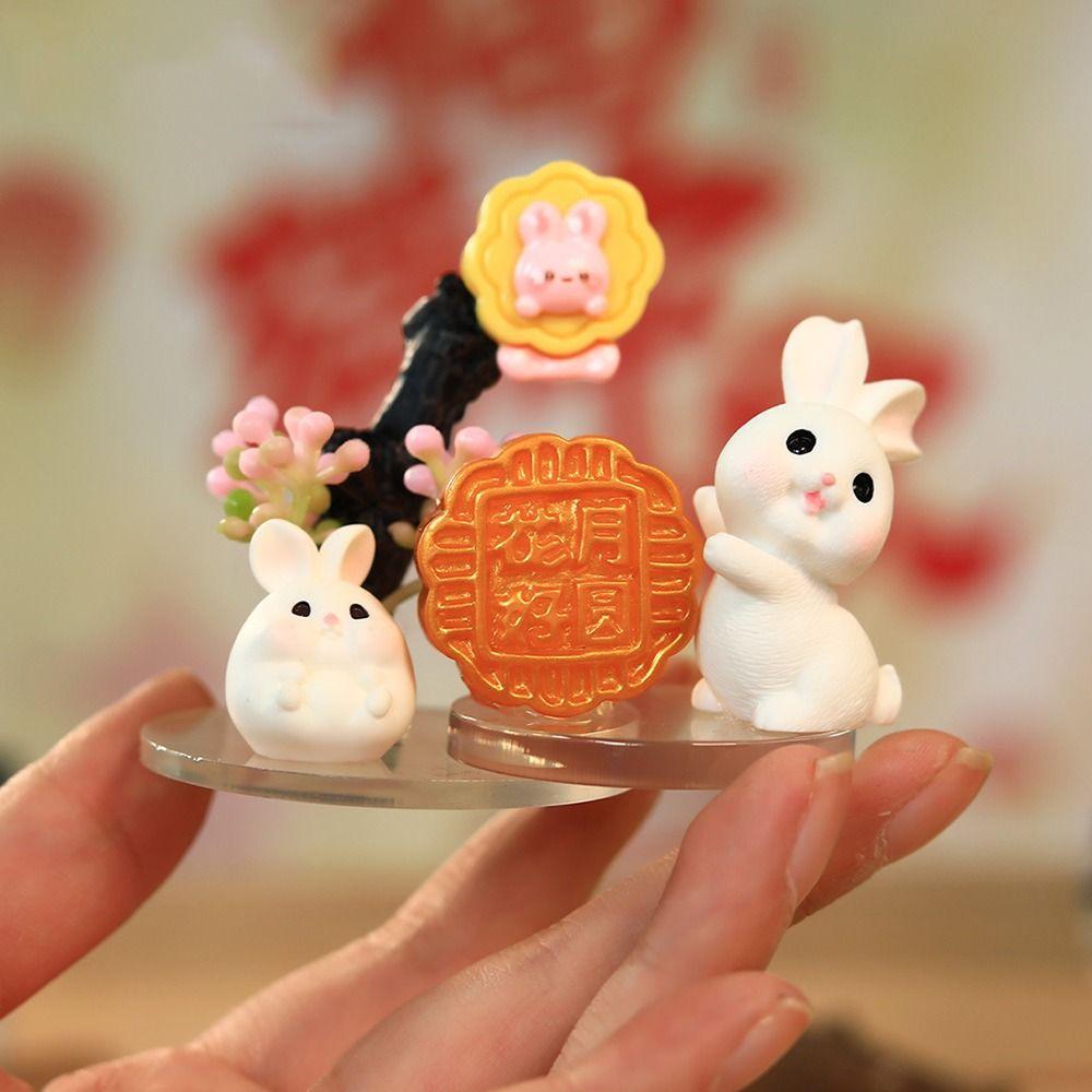 Creative Rabbit Mooncake Figurines Exquisite Micro Landscape Decoration  Easter