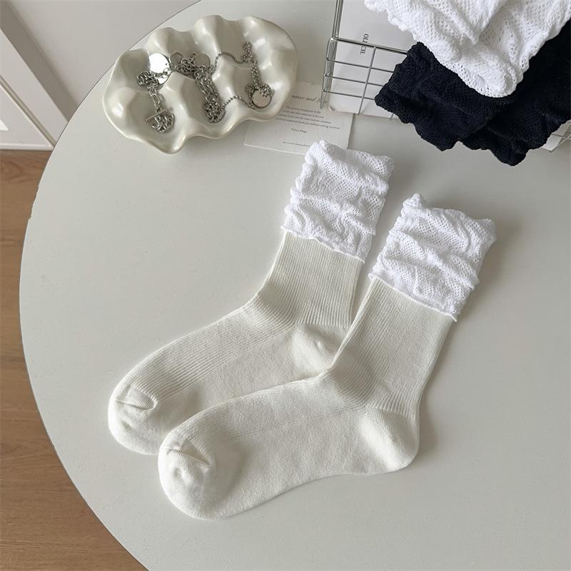 

Socks Women S Lace Mid-Leg Socks Cotton Fall And Winter Light Luxury Mary Jane Collegiate Style Stack Socks Lolita Princess Socks One size fits all белый