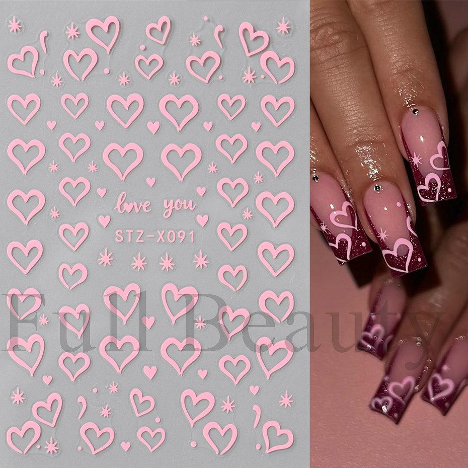 Nail Art Stickers Valentine's Day Romantic Mini Love Hollow Love French Love Adhesive Nail Stickers