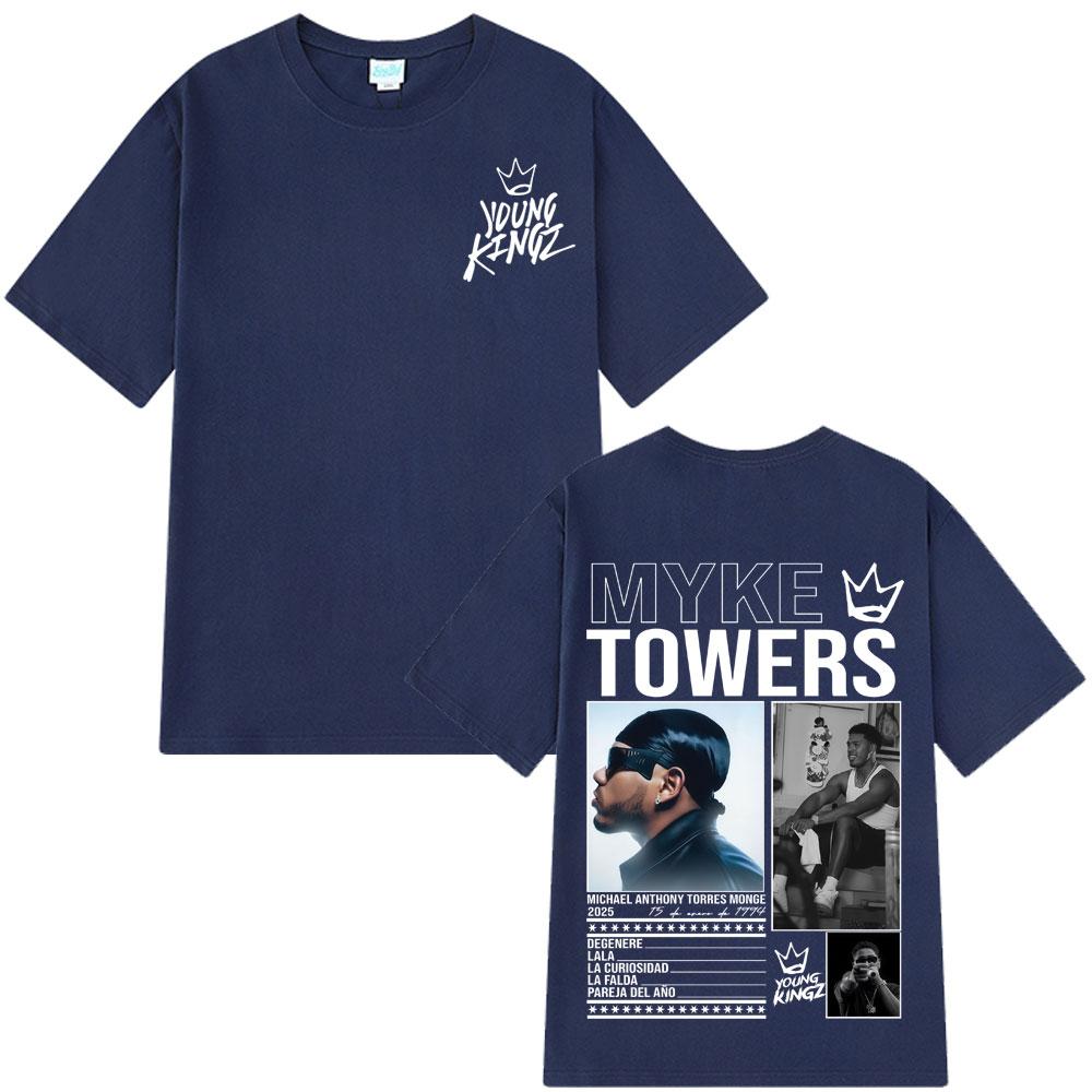 2025 Summer Rapper Myke Towers Tshirts Unisex Women Oversized T Shirt 100 Pure Cotton Printed Breathable Leisure Tshirt Y2k