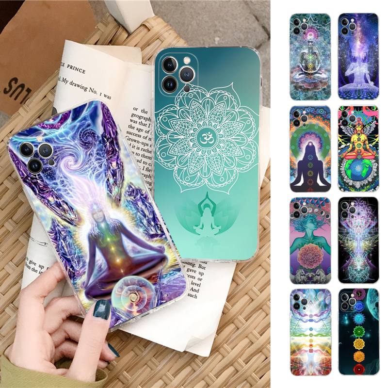 Mandala Chakra Insist Yoga Handyhülle Silikon Weich für iphone 14 13 12 11 Pro Mini XS MAX 8 7 6 Plus X XS XR Hülle