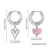 Punk Peach Heart Pendant Earrings for Women Silver Color Simple Fashion Geometric Circular Ear Buckle New Trendy Jewelry Gift