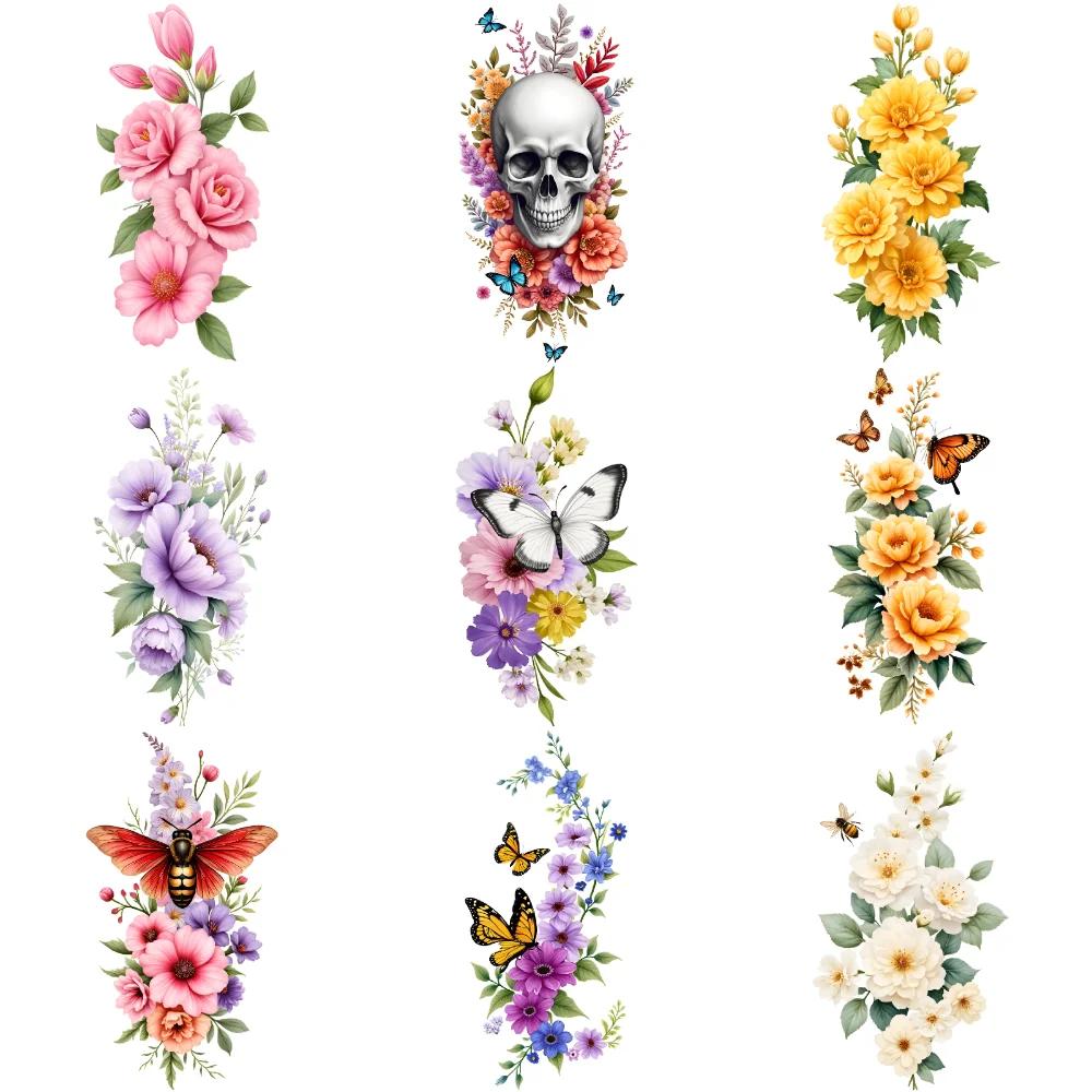 9pcs Temporary Tattoo Butterfly Tattoos Temporary Tattoo Stickers Floral Tattoos Rose Tattoos For Adult Thighs Arms