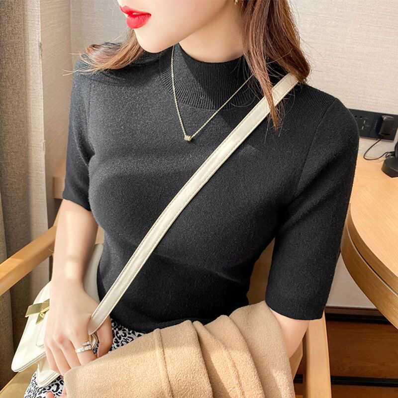 

Стильный черный облегающий женский топ с рукавом пять четвертей для весны, осени и лета XXL 120-130 lbs