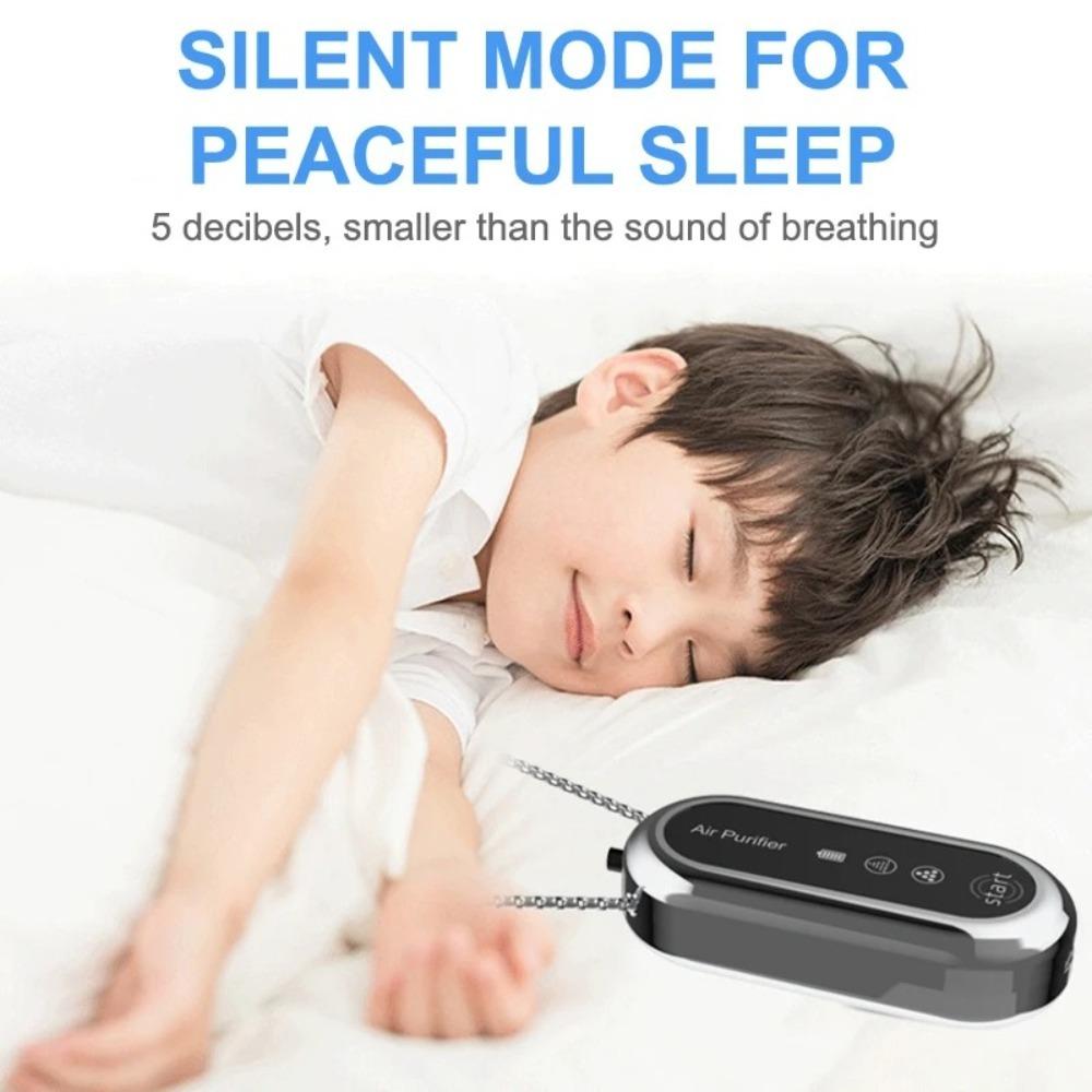 

Wearable Necklace Air Purifier Hanging Negative Ions Purify Air Machine New Air Freshener срібний