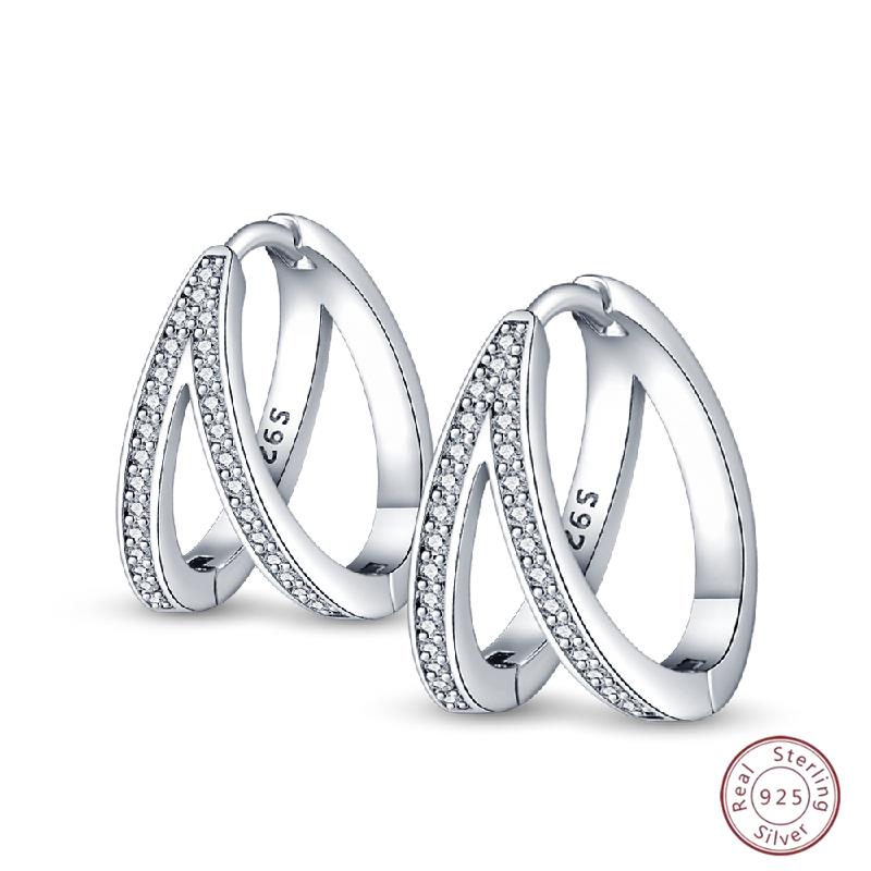 925 Ayar Burgu Halka Küpeler Minimalist Altın Yuvarlak Moda Zirkon Tokalı Düğün Takısı Kadınlar İçin Hediye