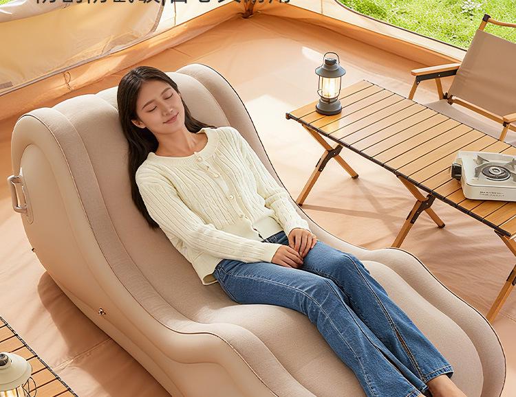 Thickened Foldable Inflatable Sofa Recliner for Outdoor Camping – Lazy Person's Air Bed