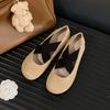 Ballet style leather single shoes women's inner height increase 2025 autumn high-end shallow mouth women's shoes retro round head Mary Jane shoes