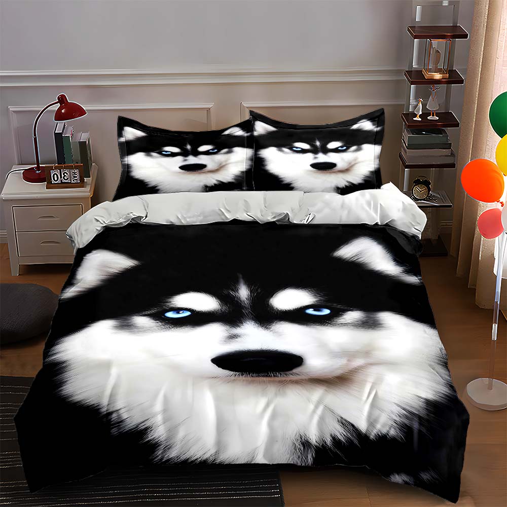 

Husky Face Design Bedding Duvet Cover Set Duvet Cover Pillowcases Home Decor (1 * Duvet Cover 2 * Pillowcases, without duvet insert) 135x200cm