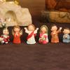 Miniature Christmas  Resurrection Ornament with Resin Figures and LED light for Seasonal Home Decoration