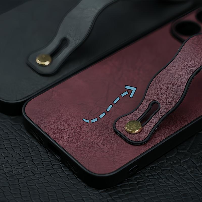 Creative Soft TPU Leather Wristband Anti Slip Holder Phone Case for iPhone 15 Pro Max 11 12 13 14 Pro Max Shockproof Back Cover