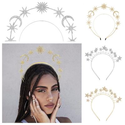 Metal Glory Crown Princess Baroque Hairbands Fairy Star Hair Hoop  Head Jewelry