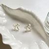 PANJBJ 925 Silver Bow Knot Earring for Women Texture Tassels Sweet Romantic Korean Jewelry Gift