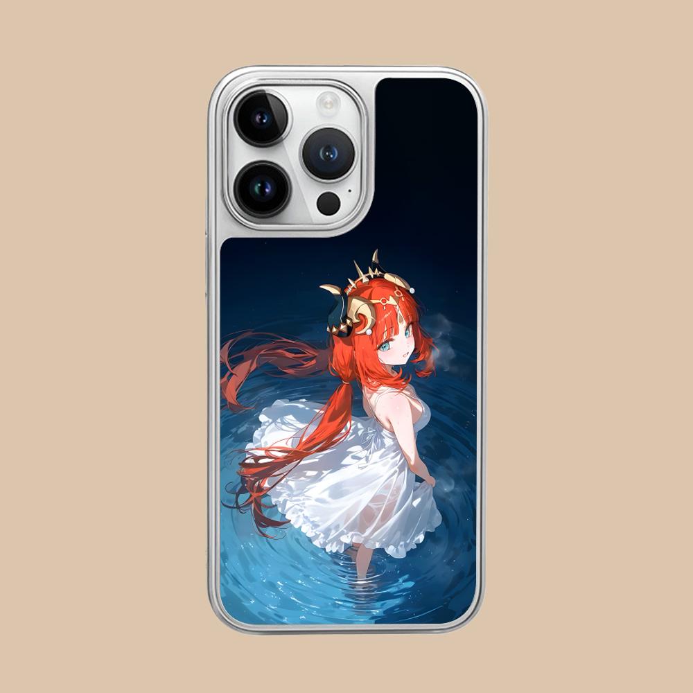 Game GI Nilou Silver Plating Mobile Phone Case for iPhone 17 16 15 14 13 12 11 Air Pro Max Plus Colorful Cover
