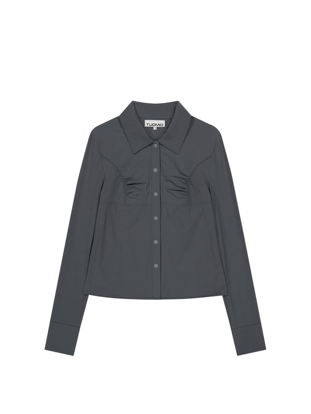 Tuomio Shirred Slim Fit Shirt [Charcoal] 2