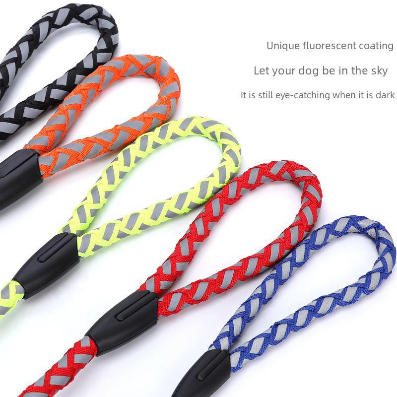 Reflective Braided Dog Harness and Leash Set