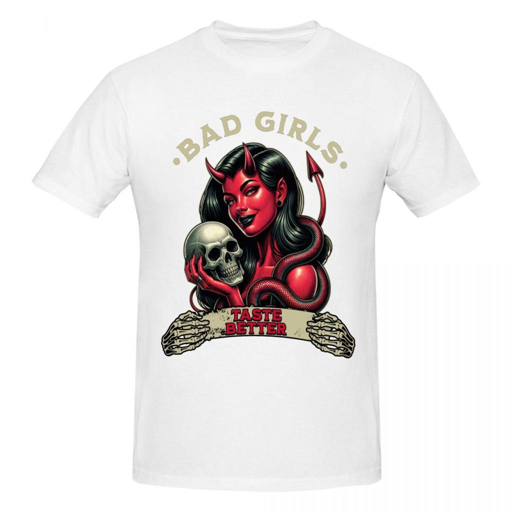 Unisex Bad Girls Taste Better Trending T Shirt Vintage O-neck Cotton T Shirts For Unisex