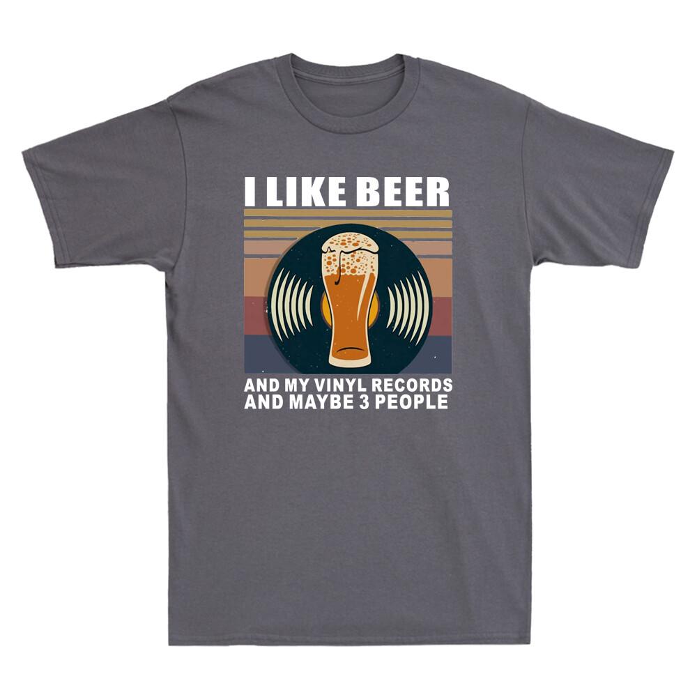 I Like Beer And My Records And Maybe 3 People Funny Unisexs Short Sleeve TShirt