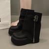 Small thick-soled heightening Martin boots women's new autumn sweet and cool wind big-headed trouser boots medium tube short boots