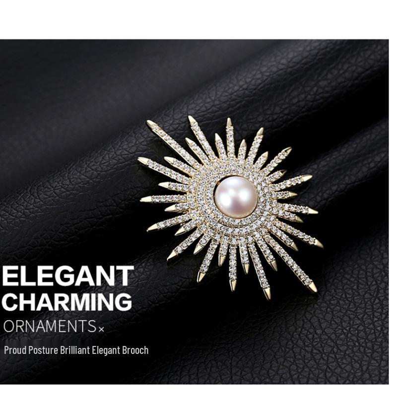 Shining Sunflower Brooch - High-End Fashion Diamond Accent Pin for Sweaters, Cardigans, and Suits