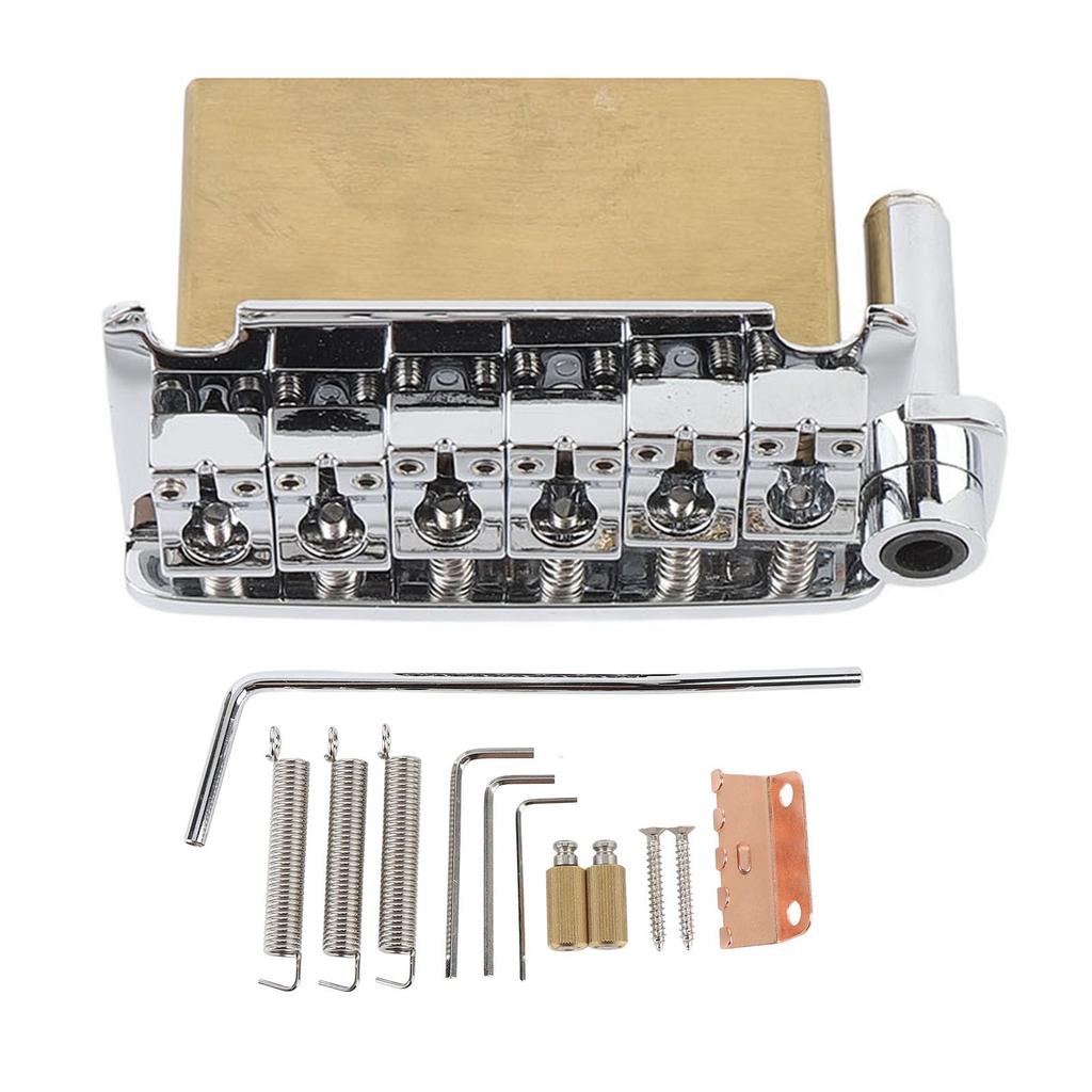 Fockety Electric Guitar Tremolo Cent Style Tremolo Bridge 54mm String Solid Brass Stainless Steel Push Arms for Increased Bridge, 6-String