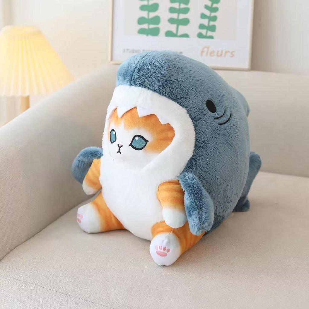 Adorable Shark-to-Cat Plush Toy: A Cute & Funny Sofa Pillow Decoration Doll