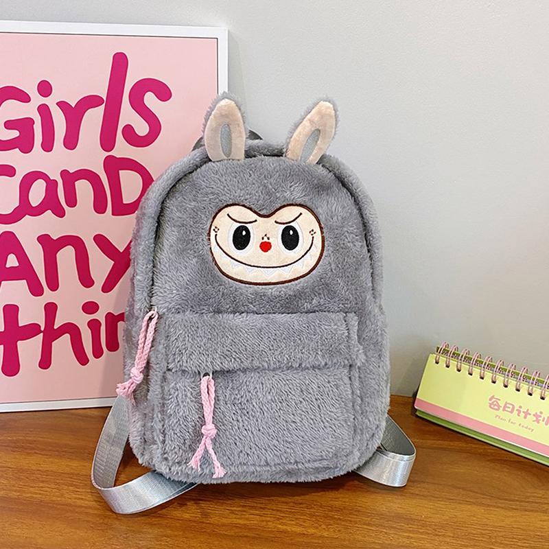 Cartoon Labubu Lovely Plush Backpack Girl Heart Large Capacity Outward Commuting Shoulders Bag Kids Birthday Gift
