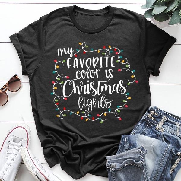 Women T-shirts Letter My Favorite Color 