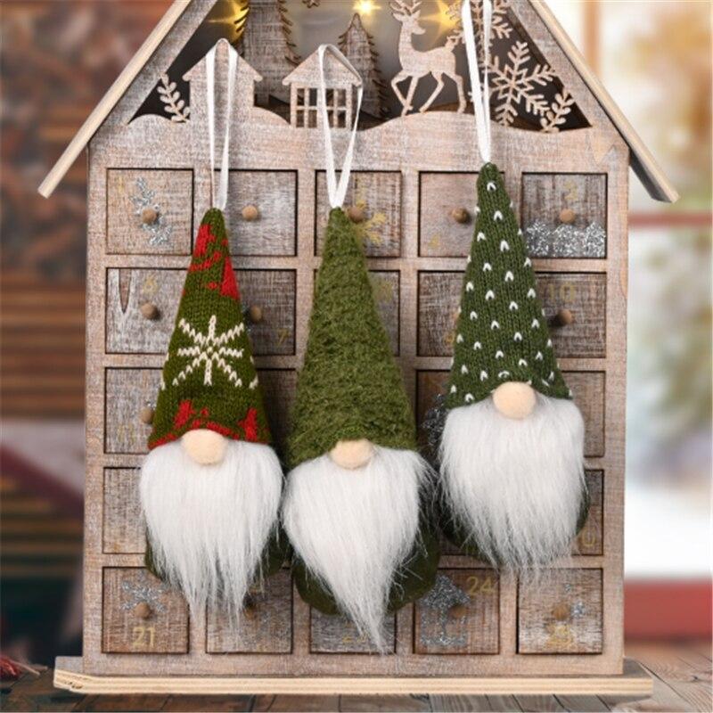 3pcs Forest Old Man Christmas Mini Doll Christmas Tree Pendant Xmas Decoration for Home Gnome Doll Xmas Kids 2022 New Year Gifts KTY