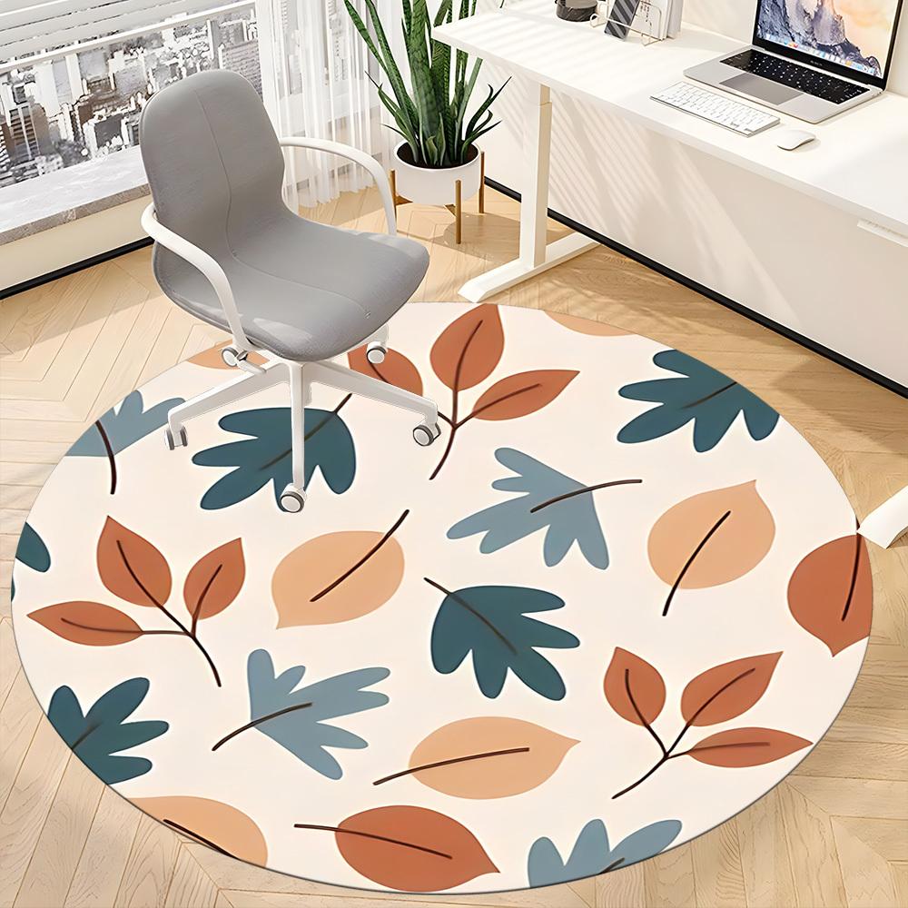 1pc Autumn Leaves Office Round Area Rug,  Mat Suitable For Office, Under Office Chairs Bedroom Living Room Home Decor, Room Deco