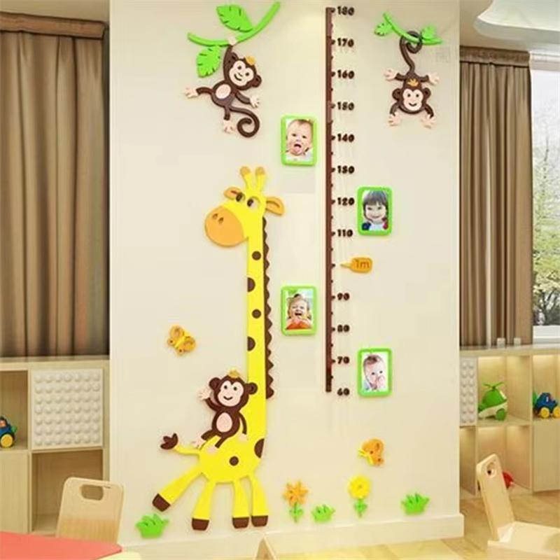 Cartoon Children's Height Measure Wall Sticker Cartoon Growth Chart Baby Room Wall Sticker Home Decoration Acrylic Wall Sticker