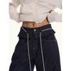 0123Start Waist-Stitched Flared Hem Jeans Unisex Loose American Retro Baggy Scimitar Pants Trendy