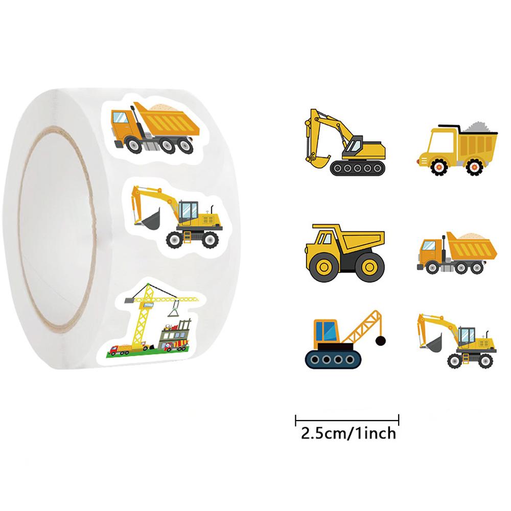 Non-Toxic 500Pcs Construction Vehicle Sticker Roll For Kids - Reward Stickers Teacher Supplies Party Favors Labels & Educational Toys