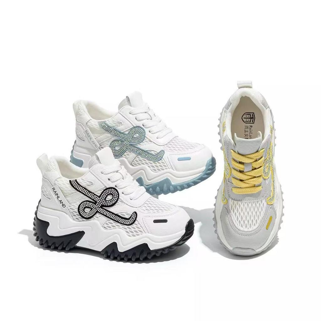 Breathable new muffin sports and leisure shoes, soft soles are not tired, thick soles increase height, dad shoes