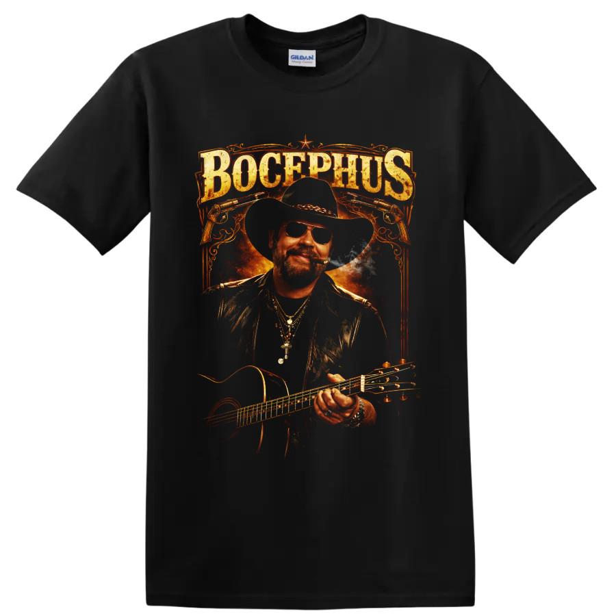 Bocephus Country Singer T Shirt Cowboy Guitar Western Music Graphic Tee Gift