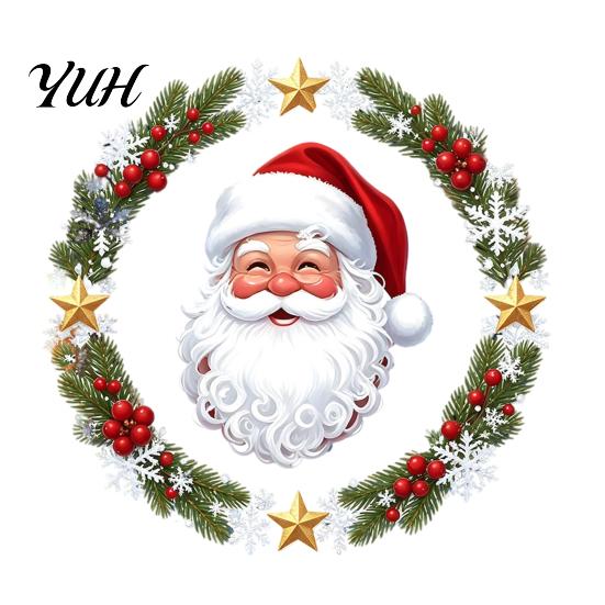 Holiday Glass Decals Christmas Window Clings, Cute Santa Claus Wreath Sticker, Cartoon Clings Static Decal for Office Shop Winter Party Decoration