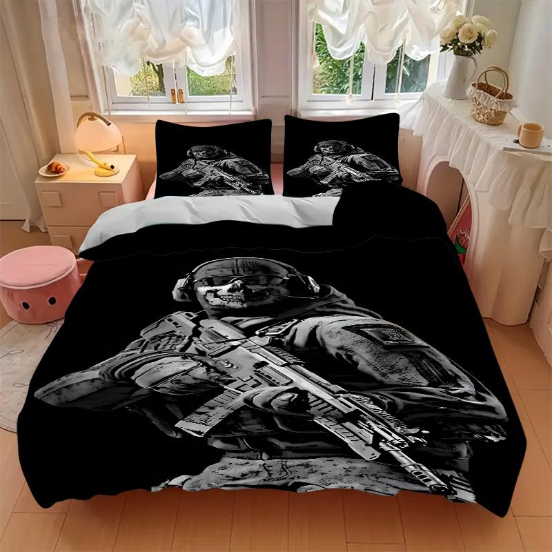 3pcs Call of Duty Bedding Set-Universal Three-Piece Suit for Bedroom, Guest Room, Living Room, Hotel-Perfect Gift for Fans, Travelers, Daily