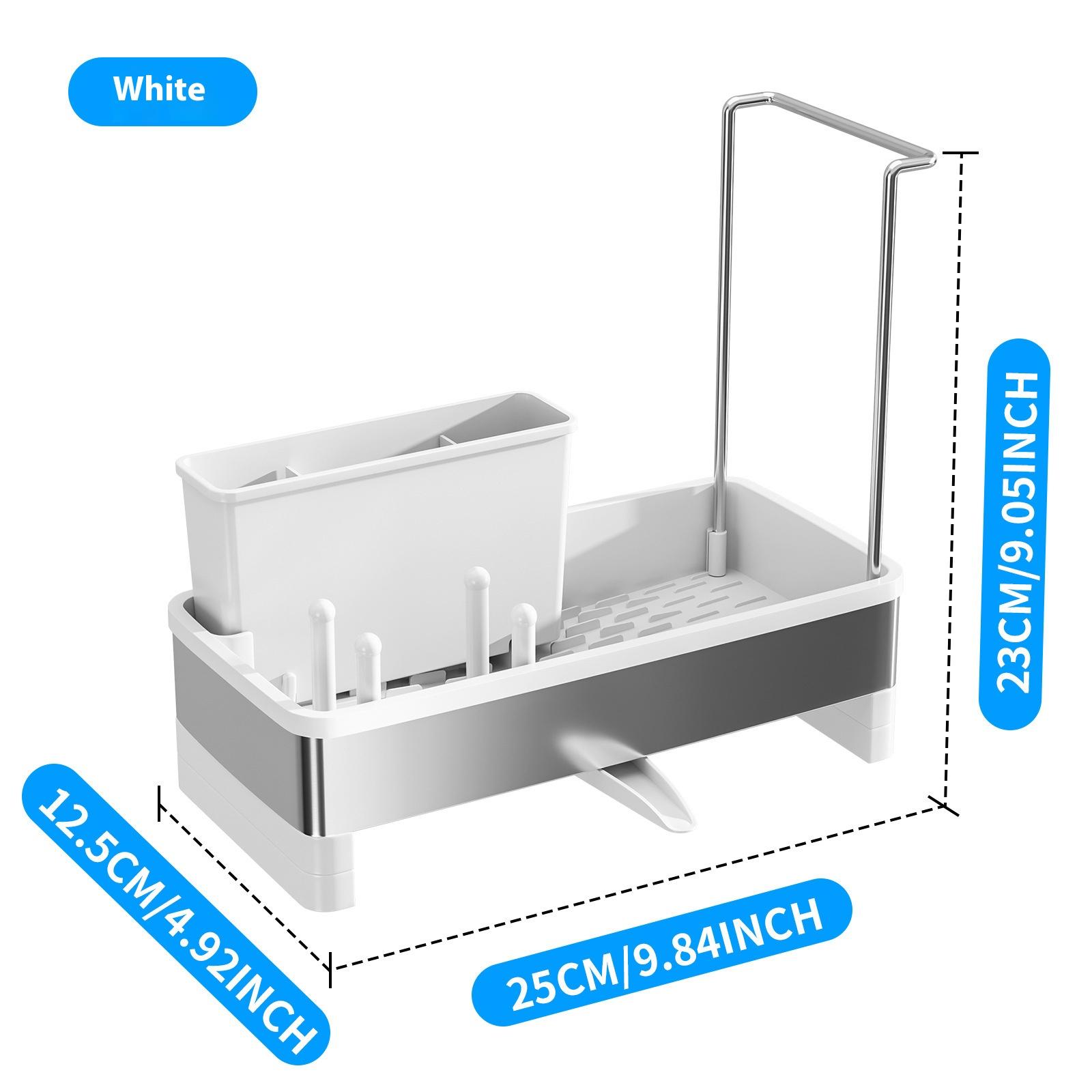 1 Piece Stainless Steel Kitchen and Bath Multi-Purpose Organizer with Drain Tray for Cleaning Supplies, Towels and Brushes