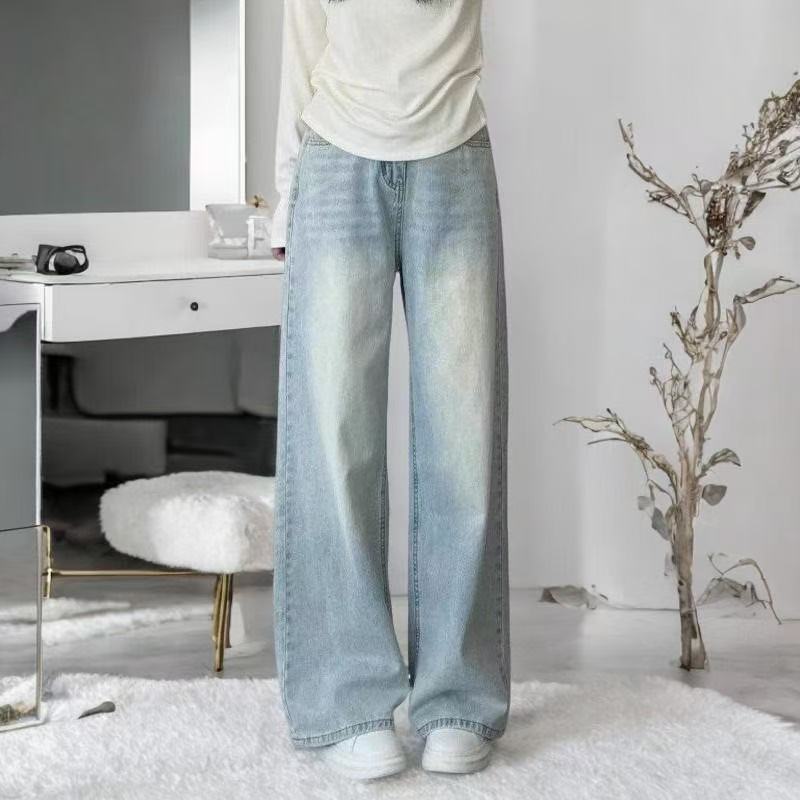 Autumn New Large High Waist Wide Leg Jeans Design for Women Loose and Vertical Straight Legs