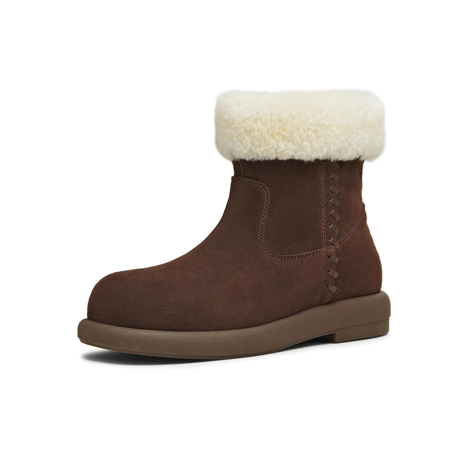 

Retro velvet snow boots fluffy shoes women s cotton shoes 2025 winter new non-slip warm casual flat short boots 40 темно-коричневого